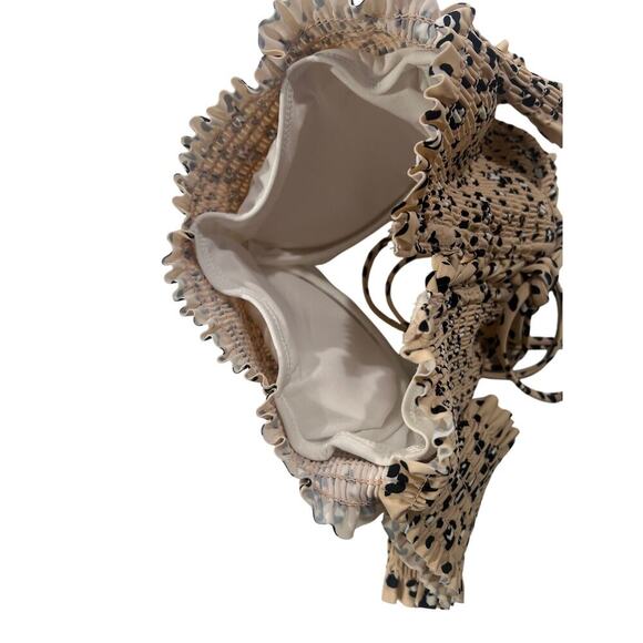 Xhilaration Women's Sz S Crop Top Leopard Print Corset Lace up Back Built-In Bra - Picture 3 of 5